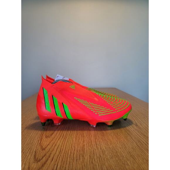 Adidas Predator Edge+ SG Solar Red Soccer Cleats M 8.5 GW1038 Soft Ground New - Picture 2 of 8